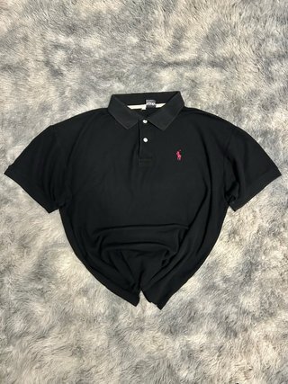 Ralph Lauren Black Polo Shirt Y2K Vintage Old