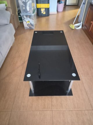 Mesa de centro de cristal negra