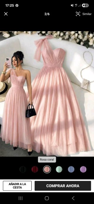 Vestido largo rosa de fiesta