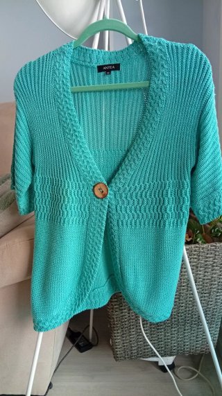 Chaqueta de punto turquesa ANIFA