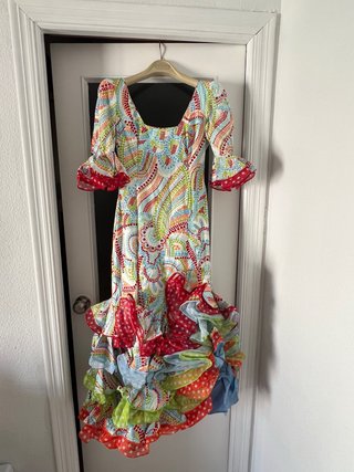 Traje de flamenca multicolor