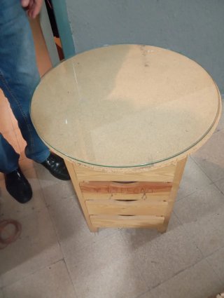 Mesa Camilla de Madera con Cristal y 4 Cajones