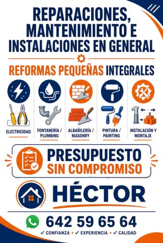 Servicios de Reparaciones, instalación  y reformas