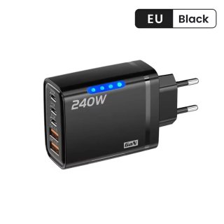 Cargador 240W con 5 Puertos color Negro