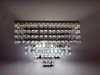 Aplique de pared lágrimas de cristal y dorado
