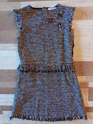 Vestido Mango Tweed Negro y Blanco