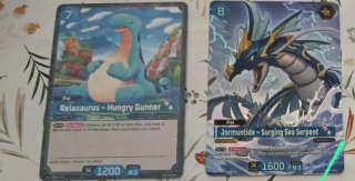 Cartas Palworld TCG: Relaxaurus y Jormuntide