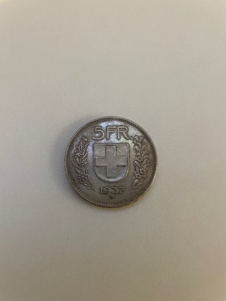 Moneda de 5 Francos Suizos de 1937