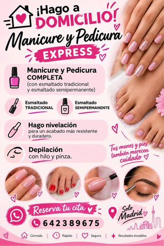 Servicios de manicura y pedicura a domicilio