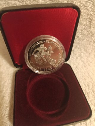 Moneda 1 Dólar Plata Canadá 1983 Universiade