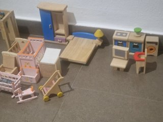 Set de Juguetes de Madera para Casa de Muñecas