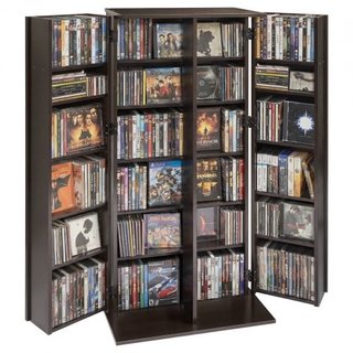 Mueble estantería para CD y DVD, 6 niveles, marrón