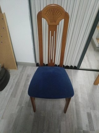 Set de 7 Sillas de comedor de madera y tela