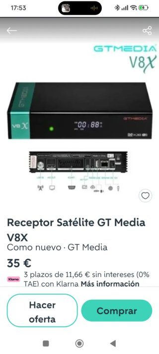 Receptor Satélite GT Media V8X,Mars