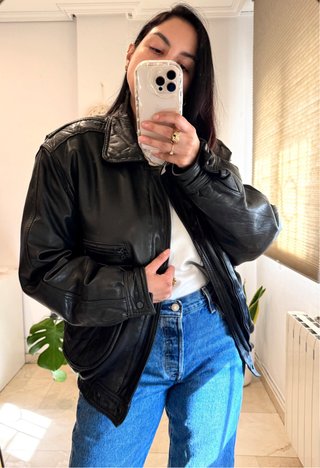 Chaqueta Bomber Vintage de Piel