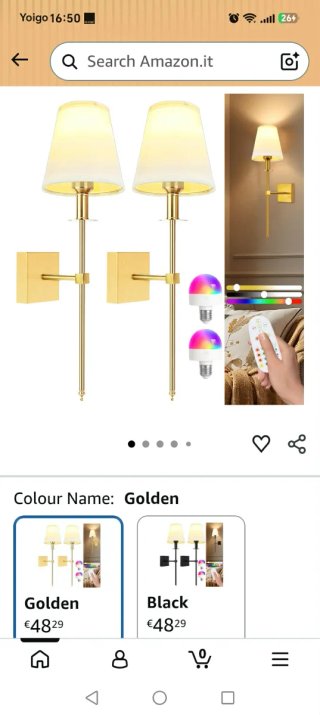 Set de 2 Apliques de Pared Dorados