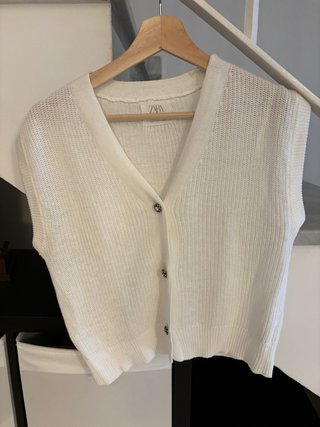 Chaleco de punto blanco Zara13-14