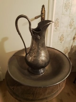 Juego de Aguamanil y Jofaina Metal Plateado