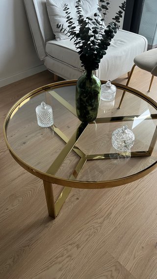 Mesa de Centro Sklum Dorada de Cristal