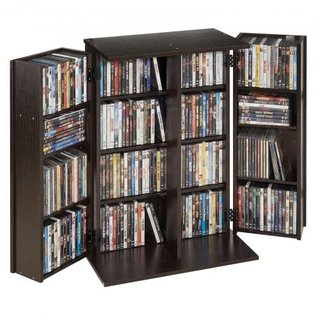 Mueble estantería para CD y DVD, 4 niveles, marrón