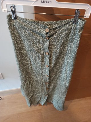 Falda larga verde estampada