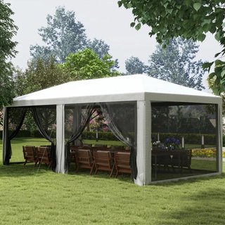 Carpa Jardín 6x3m con Mosquiteras y Puertas Blanca