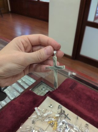 Cruz Plana de Plata 925 Grande