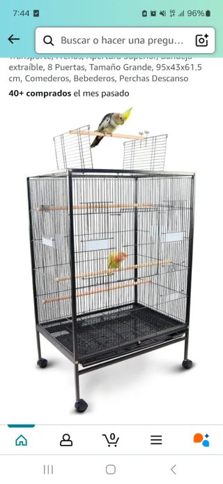Jaula Grande para Pájaros con Ruedas