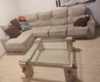 Mesa de centro diseño en mármol travertino cristal