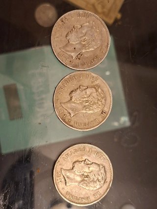 3 Monedas de Plata Amadeo I 1871 /2 '36mm,y una37m