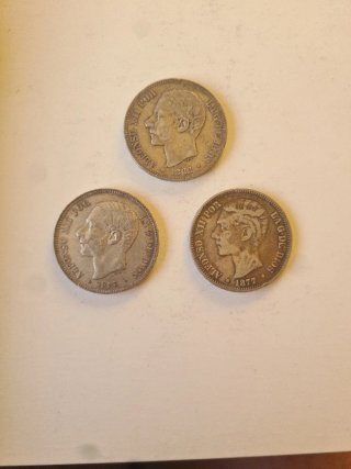 3 Monedas de Plata Alfonso XII