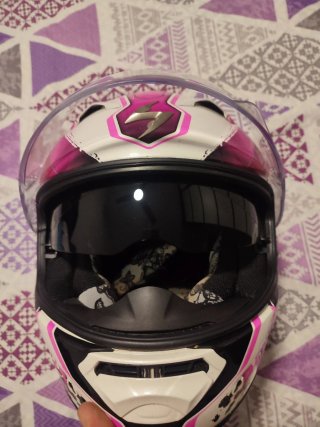 Casco de Moto Scorpion Blanco y Rosa