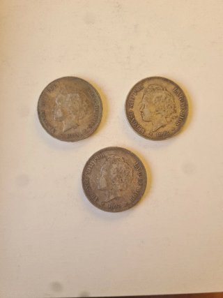 3 Monedas Duros de Plata Alfonso XIII