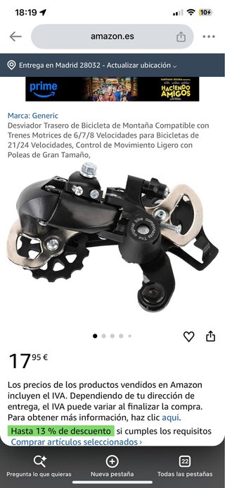 Desviador Trasero para Bicicleta de Montaña