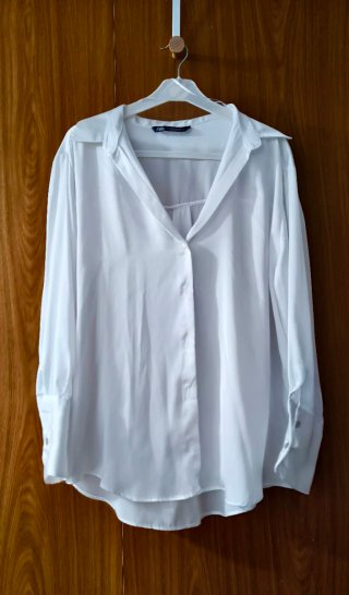 Camisa de Satén Blanca Zara