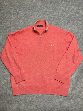 Jersey Fred Perry Vintage Rosa Claro Half Zip XXL