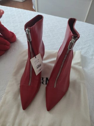 Botines Rojos Zara con Cremallera
