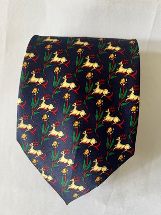 Corbata Vintage René Chagal Hecha a Mano 100% Seda