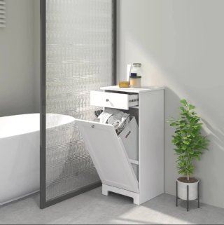 Armario de Baño Blanco con Cesto