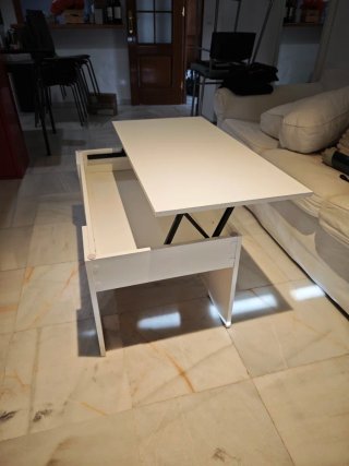 Mesa de centro elevable blanca