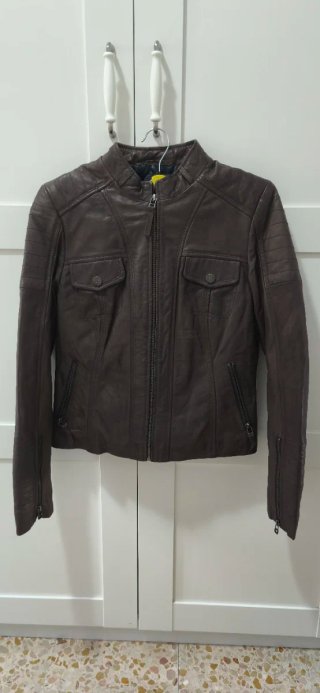 Chaqueta de Cuero Marrón para Mujer
