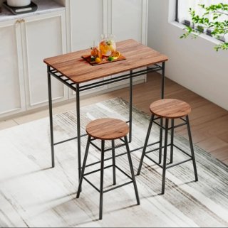 Set de Mueble Bar con 2 Taburetes