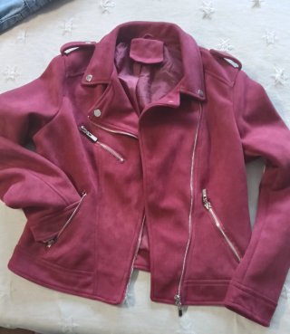 Chaqueta de ante burdeos