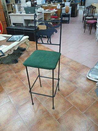 Taburete Alto Rústico con Silueta de Alce