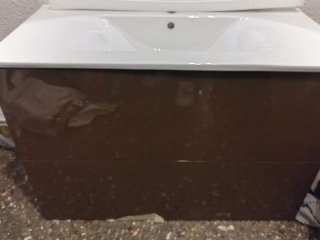 Mueble de lavabo con encimera y espejo con luz led