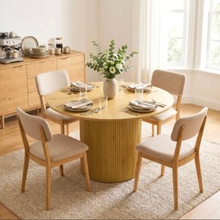 Mesa de Comedor Redonda de Madera