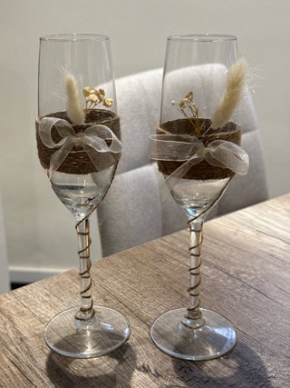 Set de 2 Copas de Boda Decoradas