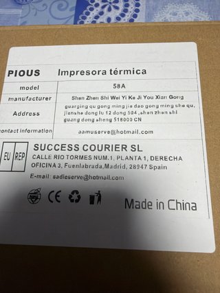 Impresora térmica de tickets Pious 58A