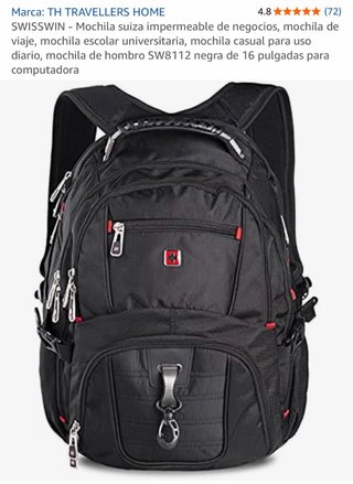 Mochila SWISSWIN Impermeable Negra