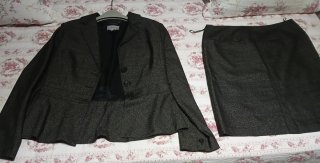 Traje Mango Chaqueta y Falda Gris oscuro-jaspeado